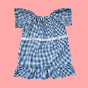Girl's Vintage 70's Blue Gingham Dress